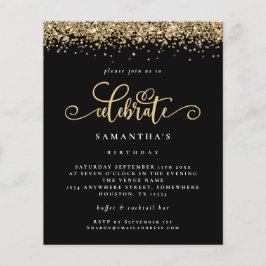 Budget Gold Glitzer Celebrate Birthday Black