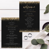Budget Gold Glitzer Confetti Black Wedding Program