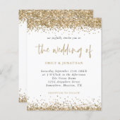 Budget Gold Glitzer Confetti Hochzeit Einladung (Vorne/Hinten)