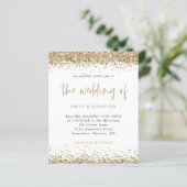 Budget Gold Glitzer Confetti Hochzeit Einladung (Stehend Vorderseite)
