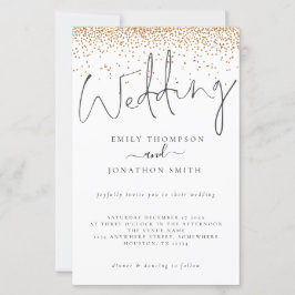 Budget Gold Glitzer Confetti Script Einladung