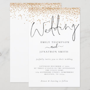 Budget Gold Glitzer Confetti Script Einladung