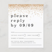 Budget Gold Glitzer Confetti Script Wedding RSVP (Vorderseite)