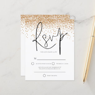 Budget Gold Glitzer Confetti Wedding RSVP