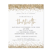 Budget Gold Glitzer Dreißigste Party Einladung