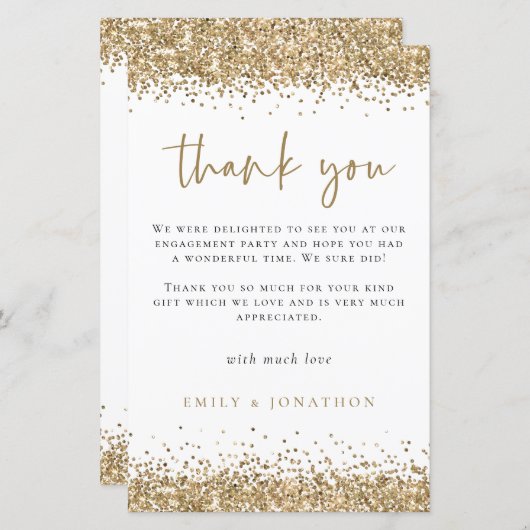 Budget Gold Glitzer Engagement Party Vielen Dank (Vorne/Hinten)