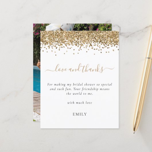 Budget Gold Glitzer Foto Brautparty Dank (Vorderseite/Rückseite Beispiel)