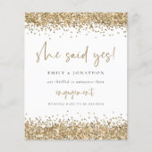 Budget Gold Glitzer Foto Sie sagte ja Verlobung (Vorderseite)