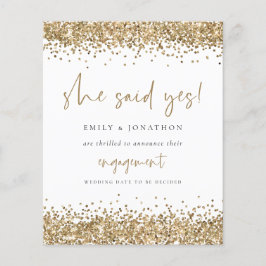 Budget Gold Glitzer Foto Sie sagte ja Verlobung