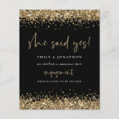 Budget Gold Glitzer Foto Sie sagte ja Verlobung (Vorderseite)