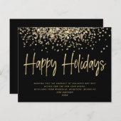 BUDGET Gold Glitzer Happy Holidays Card (Vorne/Hinten)