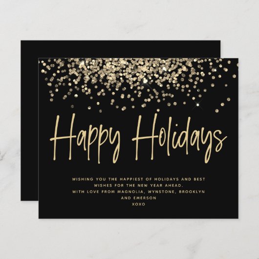BUDGET Gold Glitzer Happy Holidays Card (Vorne/Hinten)