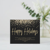 BUDGET Gold Glitzer Happy Holidays Card (Stehend Vorderseite)