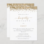 Budget Gold Glitzer Hen Weekend Einladung (Vorne/Hinten)