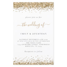 Budget Gold Glitzer Hochzeit Weiße Einladung