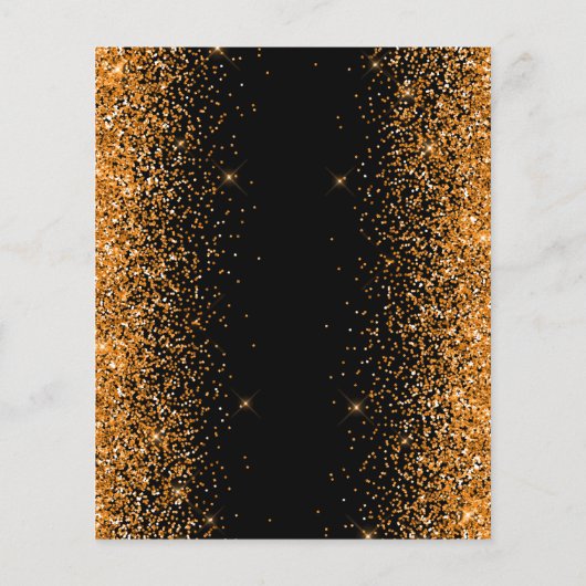 Budget Gold Glitzer Luxus Flat Menu Card (Rückseite)