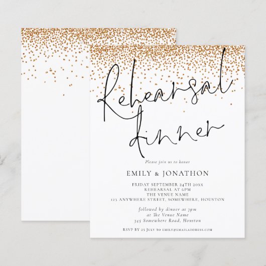 Budget Gold Glitzer Probe Dinner einladen (Vorne/Hinten)