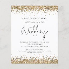 Budget Gold Glitzer QR Code Wedding Einladung