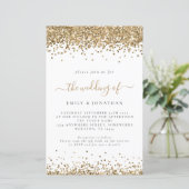 Budget Gold Glitzer QR Code Wedding Einladung (Stehend Vorderseite)