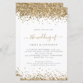 Budget Gold Glitzer QR Code Wedding Einladung (Vorne/Hinten)
