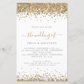 Budget Gold Glitzer QR Code Wedding Einladung (Vorderseite)