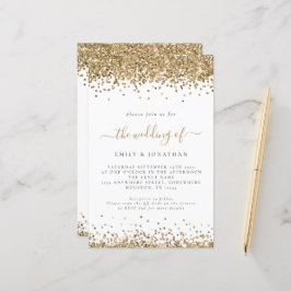Budget Gold Glitzer QR Code Wedding Einladung