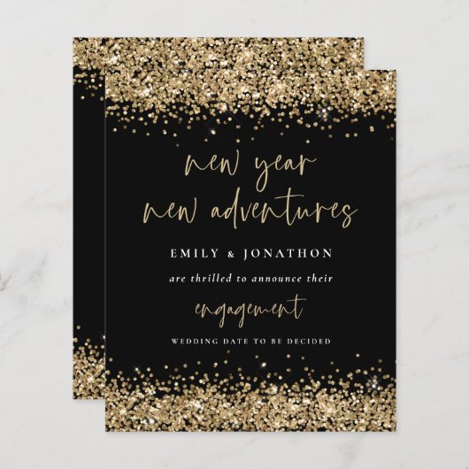 Budget Gold Glitzer Schwarzes Neujahr Verlobung (Vorne/Hinten)