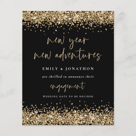 Budget Gold Glitzer Schwarzes Neujahr Verlobung (Vorderseite)