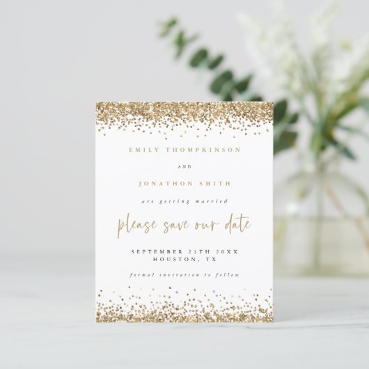 Budget Gold Glitzer Script Hochzeit speichern das (Stehend Vorderseite)