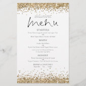 Budget Gold Glitzer Script Wedding Menu (Vorderseite)