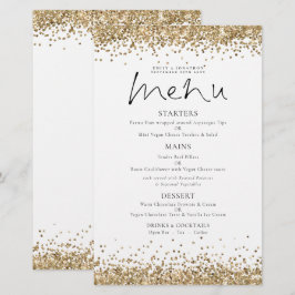 Budget Gold Glitzer Script Wedding Menu