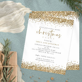 Budget Gold Glitzer Script Weihnachts-Party Einlad