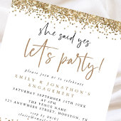 Budget Gold Glitzer Sie sagte ja Verlobung einlade