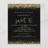 Budget Gold Glitzer Sweet 16 Black Birthday (Vorderseite)