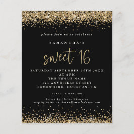 Budget Gold Glitzer Sweet 16 Black Birthday