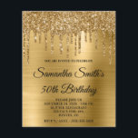 Budget Gold Glitzer Tropfen 50. Geburtstag Einladu<br><div class="desc">Eine glamouröse extravagante Monogramm 50. Geburtstagseinladung für sie. Entfernen Sie den Text des Monogramms, wenn Sie es bevorzugen. Imitate funkelnd goldfarbene und goldene Glitzer Tropfen gegen ein koordinierendes Imitat glänzend gebürstete Metallfolienbild. Glitzer, Funkeln und Folie sind in diesem modernen, mädchenhaften Design digitale Grafiken, die wie ein Foto gedruckt werden. Eine...</div>