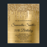 Budget Gold Glitzer Tropfen 50. Geburtstag Einladu<br><div class="desc">Eine glamouröse extravagante Monogramm 50. Geburtstagseinladung für sie. Entfernen Sie den Text des Monogramms, wenn Sie es bevorzugen. Imitate funkelnd goldfarbene und goldene Glitzer Tropfen gegen ein koordinierendes Imitat glänzend gebürstete Metallfolienbild. Glitzer, Funkeln und Folie sind in diesem modernen, mädchenhaften Design digitale Grafiken, die wie ein Foto gedruckt werden. Eine...</div>