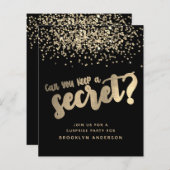 BUDGET Gold Glitzer Überraschung Party Einladung (Vorne/Hinten)