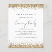 BUDGET Gold Glitzer Wedding Abend Einladung (Vorderseite)
