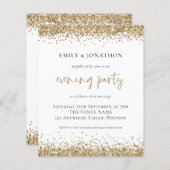 BUDGET Gold Glitzer Wedding Abend Party Einladung (Vorne/Hinten)