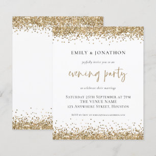 BUDGET Gold Glitzer Wedding Abend Party Einladung