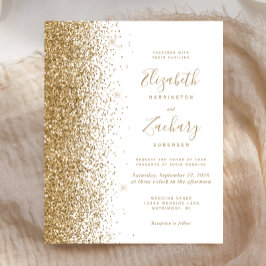 Budget Gold Glitzer White Wedding Einladung