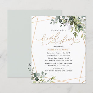 Budget Gold Greenery Bridal Dusche Einladung