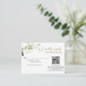 Budget Gold Greenery Eucalyptus QR Code Wedding  Begleitkarte (Stehend Vorderseite)
