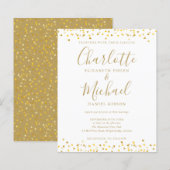 Budget Gold Hearts Confetti Script Wedding Einladu (Vorne/Hinten)