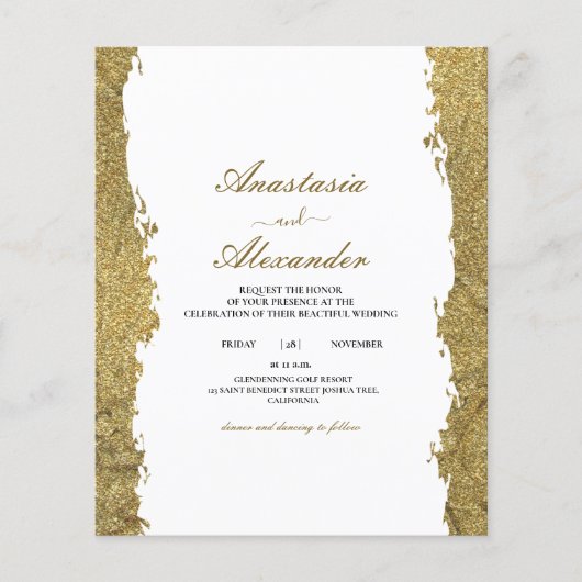 Budget/Gold Hochzeit Einladung. Flyer (Vorne)