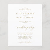 Budget Gold Kalligrafie elegante Hochzeitseinladun Flyer (Vorne)