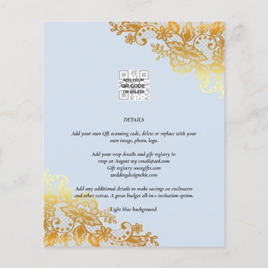 BUDGET Gold Lace Classic Ampersand Wedding Flyer (Hinten)