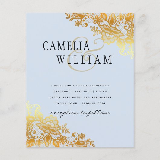BUDGET Gold Lace Classic Ampersand Wedding Flyer (Vorne)