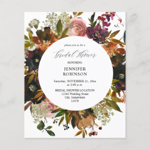 Budget Gold, Lila Rosé Hochzeitsdusche Flyer